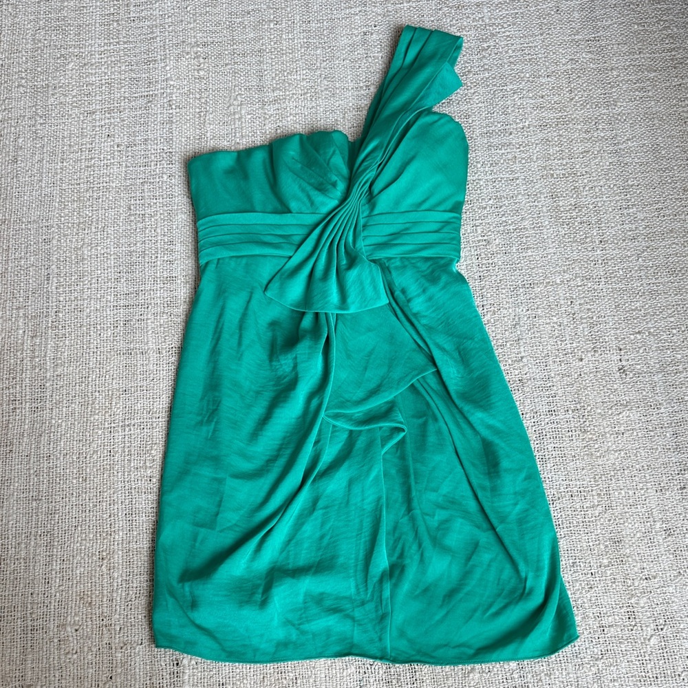 BCBGMaxAzria Teal One-Shoulder Dress